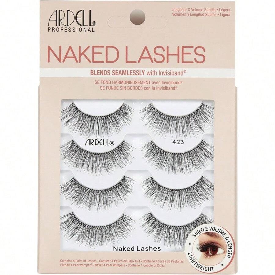 Strip Lashes Lashes #423, 4 paresx 1 paquete - Pestañas desnudas 423 - Ver 1