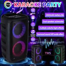 Regalo de navidad regalo de fiesta sistema de altavoz compacto con subwoofer - altavoz estéreo inalámbrico con luces de colores, función TWS y soporte de tarjeta USB y TF para eventos al aire libre - Negro - Ver 8