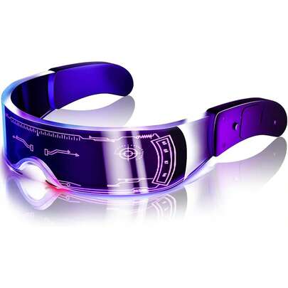 EstiloGafas LED Multicolor 7 Colores, Lentes Con Luz, Anteojos De Sol Futuristas, Cyberpunk Iluminadas, Colores De Luz Intermitente/FijaVersióN Mejorada