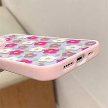 Patrón floral, carcasa de teléfono simple y de moda, compatible con iPhone 11 / 12 / 13 / 14 / 15 / 16 / Pro / Max y Galaxy plus / Pro / S22 / S23 / S24 / s25 / ultra / fe. Muy adecuado como regalo de vacaciones, regalo de San valentín. - Rosa - Ver 4