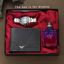 3pcs Men's Versatile Wallet + Long-Lasting Fragrance Perfume And Business Sports Steel Band Wrist Watch Elegant Gift Set, Perfect For Christmas, Valentine's Day, Birthday - Black - View 7