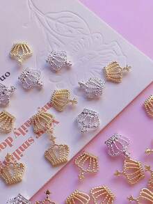 30个合金皇冠造型美甲装饰品，DIY，Y2K风格，朋克风美甲饰品，美甲配件，美甲装饰配件 - 彩色 - 查看 3