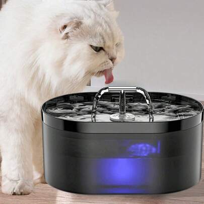 2.2L Automatic Cat Water Fountain, Equipped With Ultra-Quiet Water Pump And Activated Carbon Filter, Suitable For Cats, And Multiple Pets (Black, 2.2L)