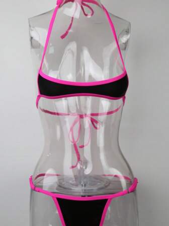 对比色和撞色的两件套女士性感套装