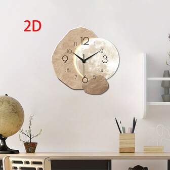2D Modern Minimalist Silent Wall Clock, High-End Decorative Clock, Seamless Asymmetrical Wall Clock, Suitable For Young People's Bedroom, Dining Room, Living Room, Office, Sofa Background, Mother's Day, Wedding Decoration, Friend's Birthday Gift, Battery-Free
