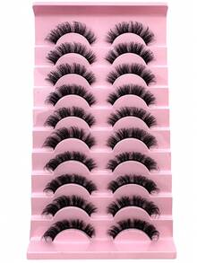 10 Pairs Russian Strip Lashes Fluffy Mink Lashes 3D False Eyelashes Russian Volume Eyelashes Fake Eyelashes Dramatic Messy Mink Lashes Wispy Long Foxy Eye Lifting Look Eyelash Extension Kit Full Eyelash Strip To Lengthen And Volumize The Outer Corner Of Your Eye Beauty Makeup - 濃密款 - 查看 10