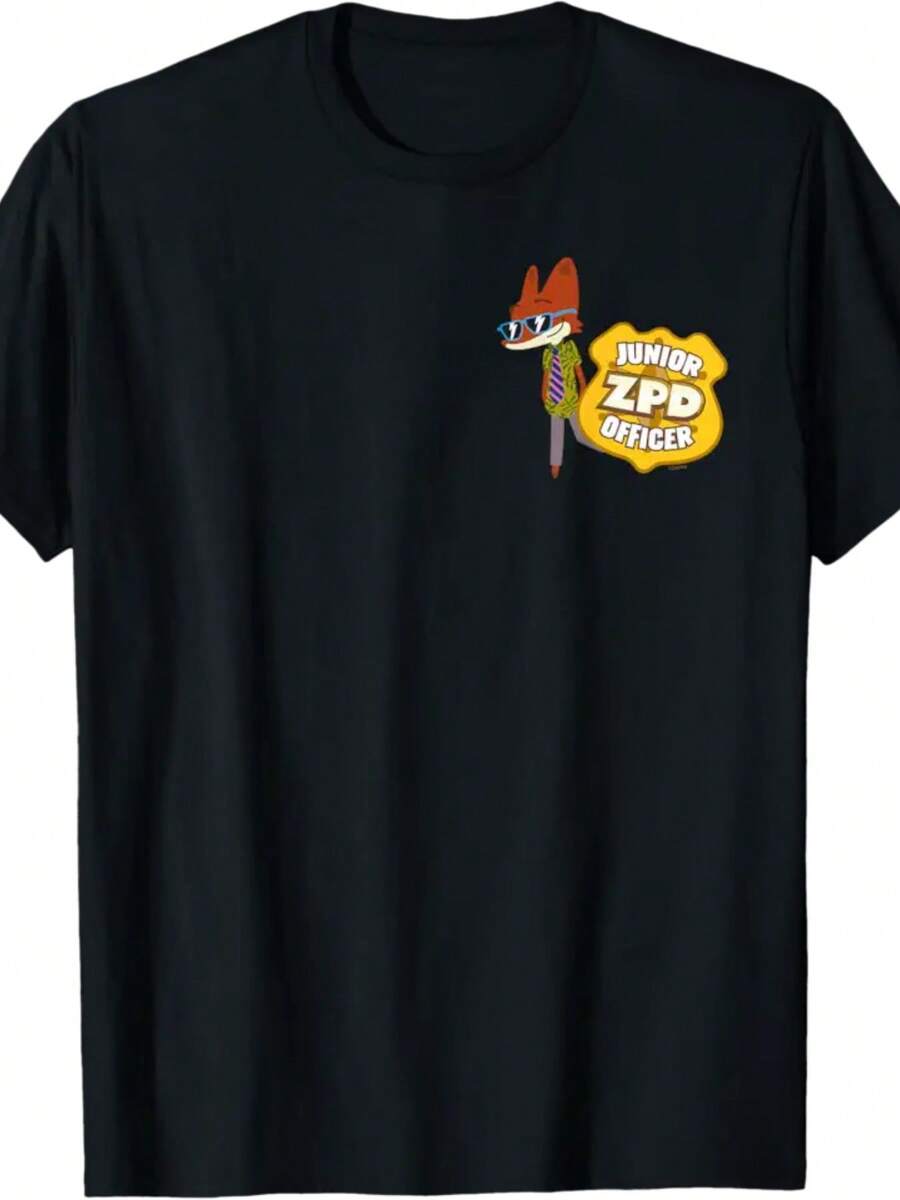 Nick Wilde ZPD Junior Officer Badge Costume T-Shirt - Black - View 1