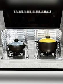 1/2 Packs Aluminum Kitchen Splash Guard - Foldable, Non-Food Contact Grease & Heat Protection, Suitable For Gas Stove, Cooking Protection, Splatter Shield - Multicolor - View 10