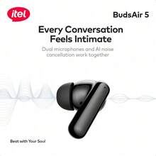 itel سماعات أذن بلوتوث BudsAir 5 شبه داخل الأذن، تصميم خفيف داخل الأذن، تشغيل لمدة 36 ساعة ممتدة، دعم الترجمة الآلية، صوت مكاني 360 درجة، انخفاض في التأخير إلى 60 مللي ثانية - أبيض - مشاهدة 7