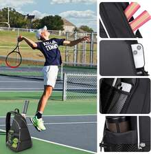 CHENGBAO Bolsa de tenis,mochila padel resistente al agua raquetero,cruzada mochila tennis bag para hombres y mujeres,Impermeable Movimiento Mochila,Hebillas Ajustables Para Hombros Mochilas - Negro - Ver 8