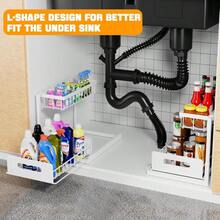 DEVA Bathroom Organizer High Duty Metal Under Sink Organizer And Storage 2 Tiers Pull-Out Under Sink Organizer And Storage For Sink Kitchen Cabinet Laundry White - White - View 5