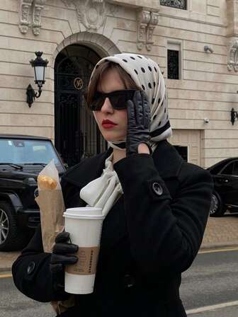 1PC Women's Casual Polka Dot Printed Silk Scarf, Fashionable Bandanas, Luxurious And Elegant Accessory Headscarf, Suitable For Parties And Various Clothing Combinations