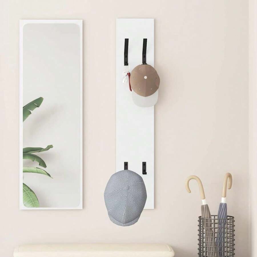Wall-Mounted Coat Rack White 20 X 1.5 X 100 Cm Engineered Wood - Putih - View 1