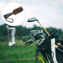 高尔夫球杆清洁刷，短款双面刷，带登山扣，实用尼龙羊毛材质 - 彩色 - 查看 3