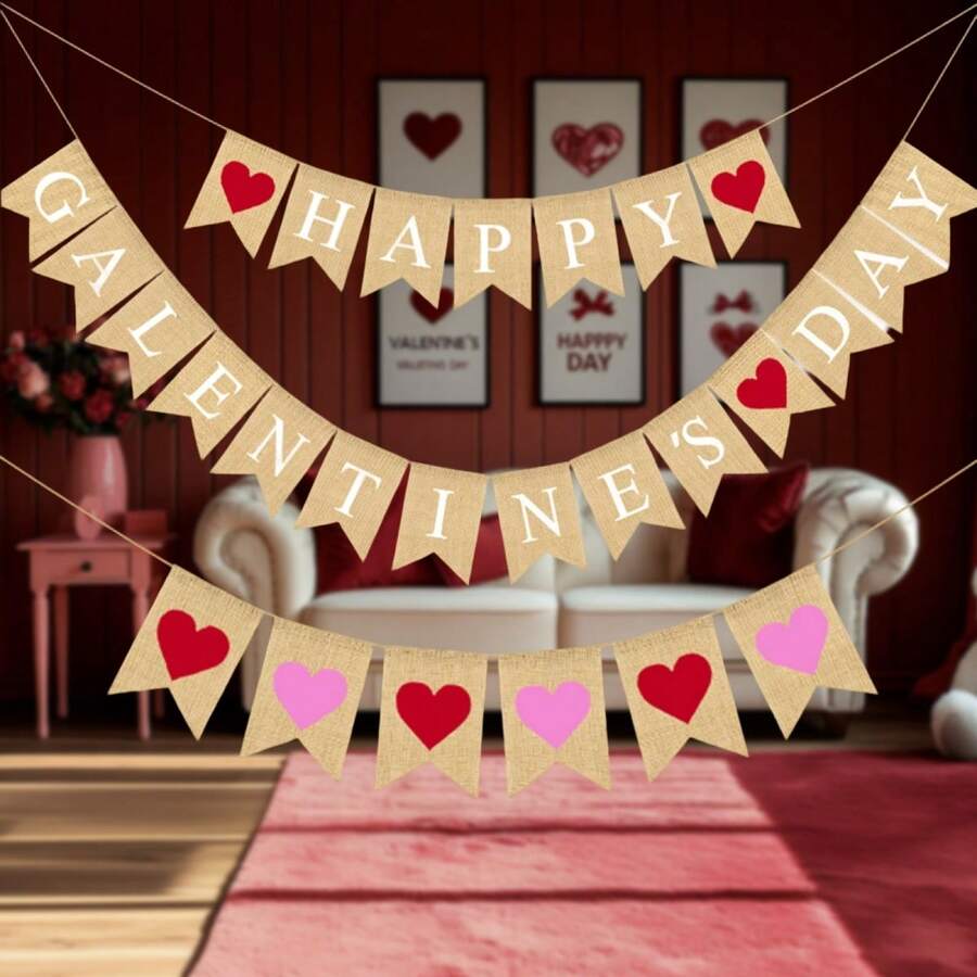 Galentines Banner Garland Creative Heart Letters Hanging Decorations For Celebration Party - Multicolor - View 1