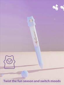 4支装创意猫咪旋转中性笔，0.5mm黑色墨水圆珠笔，旋转图案办公用品小礼物，可爱中性笔，时尚女士笔，学生文具，趣味设计笔，趣味文具，舒适握感，细笔尖，多图案笔，旋转按压笔，学生礼物，文具爱好者 - 彩色 - 查看 17