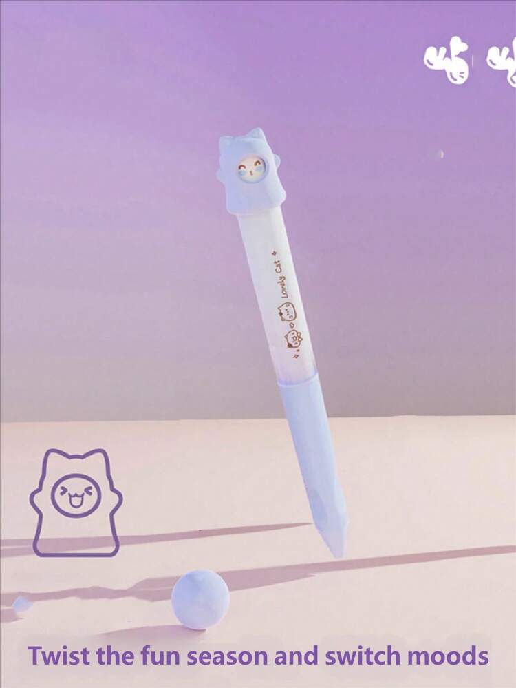 4pcs Creative Cat Rotating Neutral Pens, 0.5mm Black Ink Ballpoint Pens, Rotating Pattern Office Supplies Small Gifts, Cute Neutral Pens, Fashion Pens For Women, School Stationery, Fun Design Pens, Playful Stationery, Comfortable Grip, Fine Tip, Multi-Pattern Pens, Rotating Press Pens, Student Gifts, Stationery Enthusiasts - Multicolor - View 16