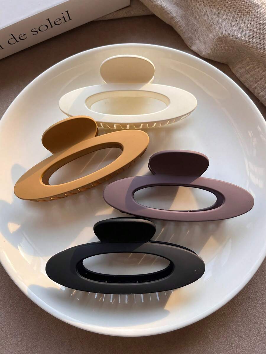 4pcs/1pc Women's Black, White, Khaki, Brown Lightweight Plastic Hair Clips, Fashion Versatile High-End Elegant Simple Solid Color Hair Claws, Suitable For Daily Outing, Casual, Party, Commute, Beach, Vacation, Ponytail, Bun Hairstyle, Washing Face, Bathing, Makeup, Outfit Accessory Women Claw Clip Fashion Hair Clutch