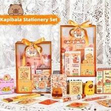 1 Set Capybara Themed Stationery Gift Box Set, Includes Various Capybara Design Items Such As Pens, Pencil Case, Notebook, Stickers, Erasers, Sticky Notes, Pendants, Etc. Great For Graduation Gifts, Birthday Gifts, Back To School, Valentine's Day Gifts (Stationery Styles And Colors Vary) - Multicolor - View 6