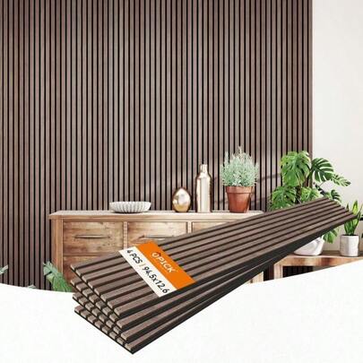Upick MDF Acoustic Wall Panels, 5 Pack 39" X 47" 3D Slat Wood Panels For Wall, Soundproof Panels For Interior Wall Decor, Sample Pack
