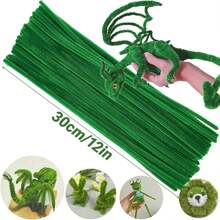 100 Pieces Green Pipe Cleaners For Crafts, Chenille Stems For DIY Art Projects, STEM Activities, Classroom Supplies, Bendable Fuzzy Sticks For Kids, Teachers, Parents - Multicolor - View 6