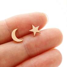 1 Pair Fashionable Stainless Steel Moon Star Earrings, A Simple And Individual Accessory, Suitable For Both Parties And Daily Wear - GED155 - View 6