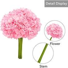 Softflame - Flores Artificiales/Falsas y sintéticas, , Color Azul Claro, Paquete de 5, 20 Cabezas para Bodas, hogar, Fiestas, restaurantes(Rosa-5pcs Paquete de hortensias) - Multicolor - Ver 8