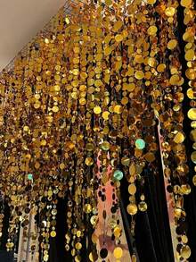 5pcs 100cm Shiny Sequin Flower Garland With Fairy Lights, Free Rope Included, Suitable For Wedding Arch Backdrop, Birthday Party, Baby Shower | Indoor/Outdoor Party Hanging Decor, Photo Backdrop, Wedding Decoration, Home Holiday Party