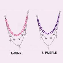 Fashionable Everything Hip Hop Pants Dual-Layer Resin Chain Hipster Network Red Pants Rainbow Candy Color Gradient Punk Style Detachable Chain Summer, School Fall, Autumn, Halloween