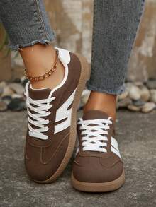 2025春季新款女士厚底休闲鞋，防滑、舒适、时尚、百搭 - 棕色 - 查看 4