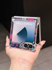 1pc Fashionable And Simple Frosted PC Material Cute Colored Heart Element Folding Phone Case, Can Protect And Prevent Falling: SamsungGalaxy Zflip 3/Zflip 4/Zflip 5/Zflip 6/Zflip 7/OPPO Find N3 Flip/ Razr 50 Ultra/ Razr 60 Ultra/ Razr 60/ Rolla Razr 50/XiaomiMIX Flip/Galaxy Z Flip7 FE - Clear - View 4