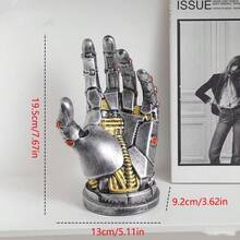 1pc Futuristic Cyberpunk Mechanical Arm Statue, Black Palm, Game Controller Holder, Headphone Stand, Desktop Decor, Perfect Gift For Gamers And Men, Suitable For Halloween, Christmas, Anniversary, Thanksgiving And More