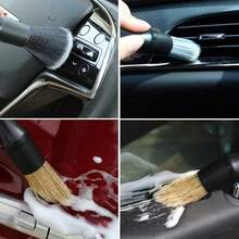 汽车细节清洁刷套装，汽车内饰清洁刷，多功能汽车细节清洁刷，软毛刷，用于清洁汽车细节、缝隙、车标、格栅和轮毂，适用于清洁仪表盘、通风口、内饰和轮毂车标 - 汽車美容刷套裝 - 查看 6