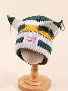 180g Pig Ear Style Knitted Beanie Hat, Warm & Fashionable, Unisex - Multicolor - View 15