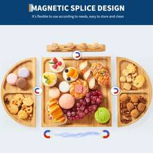 TEQIN Charcuterie Boards Set,3-Piece Magnetic Large Bamboo Cheese Board Set,Cheese Platter Gift For House Warming New Home,Wedding Couple,Bridal Shower - Brown - View 3