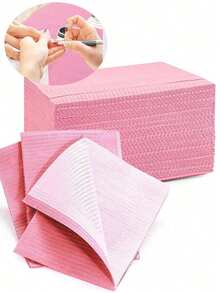 Disposable Pink Nail Art Table Mat, Three-Layer Waterproof Foldable Cleaning Mat, Tablecloth, Nail Art Napkins, Multi-Functional Beauty, Tattoo, And Dental Cleaning Cloth, Waterproof Tablecloth, Nail Art Tools. - Multicolor - View 3