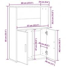 Libreria vidaXL Sonoma grigio 60x24x85 cm in legno composito - Cammello - Visualizzare 10