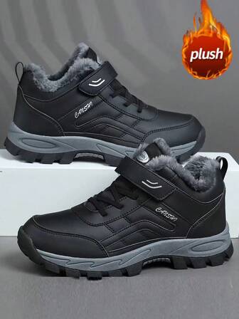 男士高帮皮质骑行靴，秋冬新款加厚保暖羊毛内衬靴，厚底增高靴，圆头系带侧拉链中筒靴，加大码46码，男士靴子，时尚户外派对街头休闲中筒靴，户外徒步登山靴，男士户外皮鞋，时尚运动男士工装靴，户外沙漠靴，摩托车靴，零下40摄氏度保暖毛绒靴，男士中筒靴