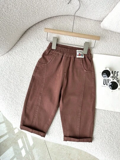 男童纯棉休闲裤，春秋季男童校园风长裤，松紧腰带，休闲户外长裤，可机洗，舒适休闲，外出理想之选