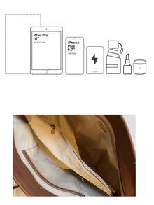 Nanfeng Chio 2nd Long Strap Tote Bag, Women's Large Capacity Lightweight Luxury Commuter Handbag, Autumn/Winter - Khaki - View 6