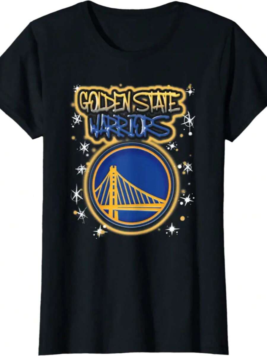 Golden State Warriors Airbrush Logo T-Shirt - 黑色 - 查看 1