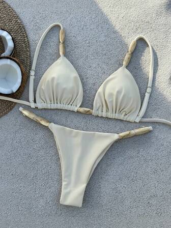 Bikinx 女士优雅比基尼套装，细肩带系带露背设计，饰有打结细节，完美打造时尚造型