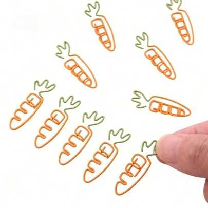 1/3/5pcs Cute Carrot Shaped Paper Clips - Pink, Orange And Green, Carrot Decor For Party, Farm Theme Party, Suitable For Easter Decoration, March Party Gifts, Bulletin Board, Scrapbooking, Fun Office & School Supplies, Dual-Color Design