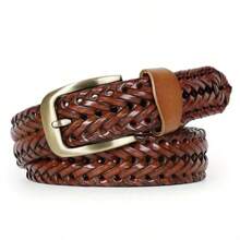 Men Genuine Leather Braided Belts Webbing High Quality Braided Vintage Belt For Men Gold Pin Buckle Casual For S Strap Casual, Business, Boyfriend Husband Father Dad Men Gift, Daily Wear, Fashion, Teen, Outdoor, Vacation, Athletic, Travel, Street, Boho, Vintage Fall, Autumn, Halloween Autumn-Winter Accessories,Suitable For Teens, Youth,Men,Casual, Outdoor, Athletic, Vacation, Graduation Gifts, Birthday, Daily Wear - BZ001 - View 3