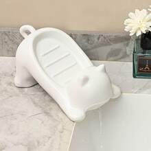 Cute Cat-Shaped Soap Holder - Water-Resistant And Draining Design, Durable Plastic Bathroom Soap Holder With Ventilation Holes, Portable And Lightweight, Suitable For Shower, Bathtub, Or Vanity Decoration, Effective Drainage, Home Décor, Stylish Storage, Sturdy Construction, Perfect For Pet Lovers. - 1個 - 查看 1