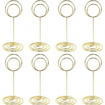 1~30个金色桌号牌夹 婚礼席位卡夹 餐桌中心装饰品 照片夹 金属丝照片夹 便签照片支架