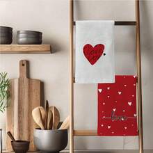 MEMNUN 2pcs Valentine's Day Red Love Text Pattern Kitchen Towels, 15.75*23.62in(40*60cm), Modern Microfiber Soft Absorbent Dish Towels, Hand Towels, Tea Towels, Cleaning Supplies, Ideal For Bathroom And Kitchen Decor, Home Decoration And Gifts - Multicolor - View 8