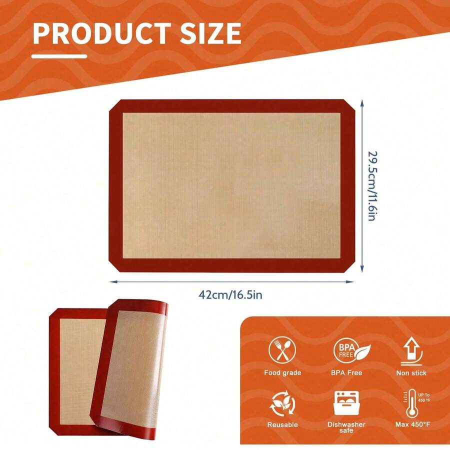 Silicone Baking Mat, 2 Pac 16.5"L X 11.6"W Silicone Cookie Sheets Reusable Baking Mat - Non-Stick Food Dark Gray Oven Baking Sheet For Making Macaroons - Multicolor - View 1