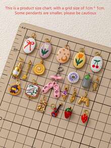 1件INS风时尚冰淇淋、芭蕾舞鞋、吉他、铲子、酒瓶、游戏机、甜甜圈造型不锈钢18K镀金DIY吊坠，可作项链、手链、耳环、钥匙扣、包包饰品、女士珠宝配饰、钱包挂饰、礼物 - 彩色 - 查看 2