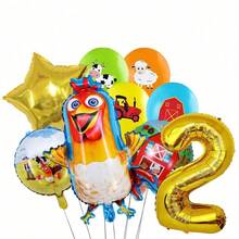 Bộ 9 bóng bay trang trí tiệc theo chủ đề trang trại hoạt hình, bóng bay lá kim loại hình gà trống, bóng bay cao su họa tiết máy kéo hình trang trại bò, gà, thích hợp cho sinh nhật, thú cưng, trang trí tiệc theo chủ đề trang trại mơ ước của nông dân - Nhiều màu - Xem 13